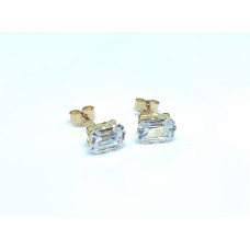 9CT GOLD 10MM PRINCESS SQUARE CUT CZ PAIR EARRINGS
